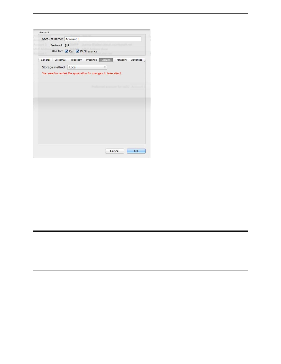 Sip accounts – storage | CounterPath Bria 3.5.1 for Mac User Guide - Retail Deployments User Manual | Page 60 / 88