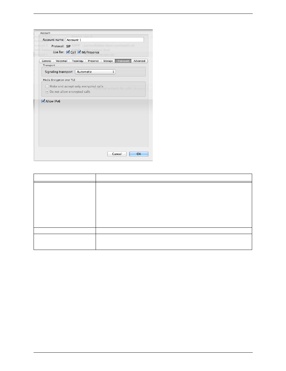 Sip accounts – transport | CounterPath Bria 3.5.1 for Mac User Guide - Retail Deployments User Manual | Page 61 / 88