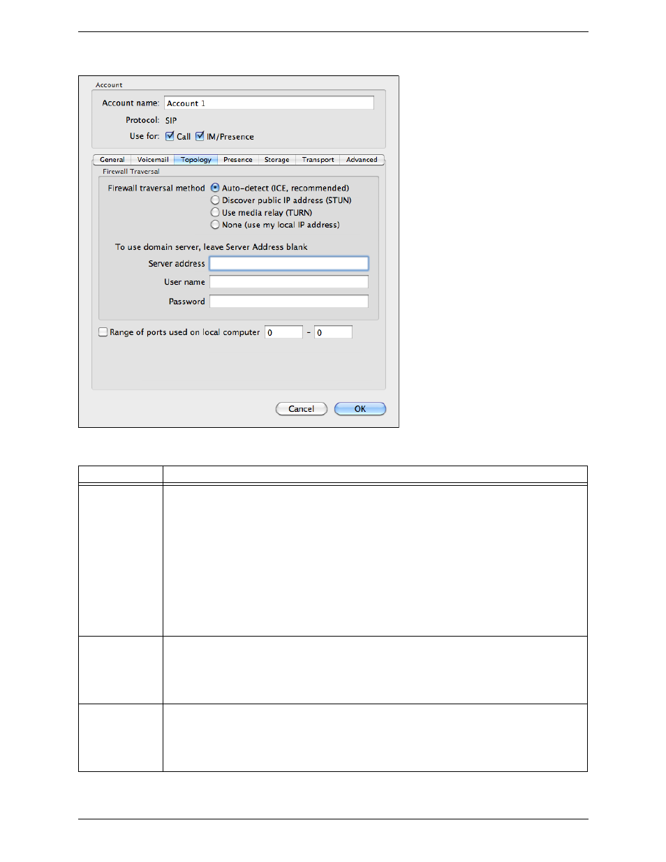 Sip accounts – topology | CounterPath Bria 3.4 for Mac User Guide - Retail Deployments User Manual | Page 58 / 90