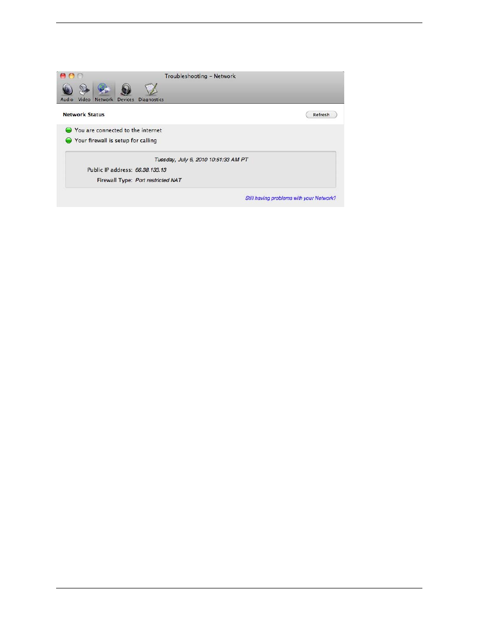Testing the network connection | CounterPath Bria 3.4 for Mac User Guide - Retail Deployments User Manual | Page 79 / 90