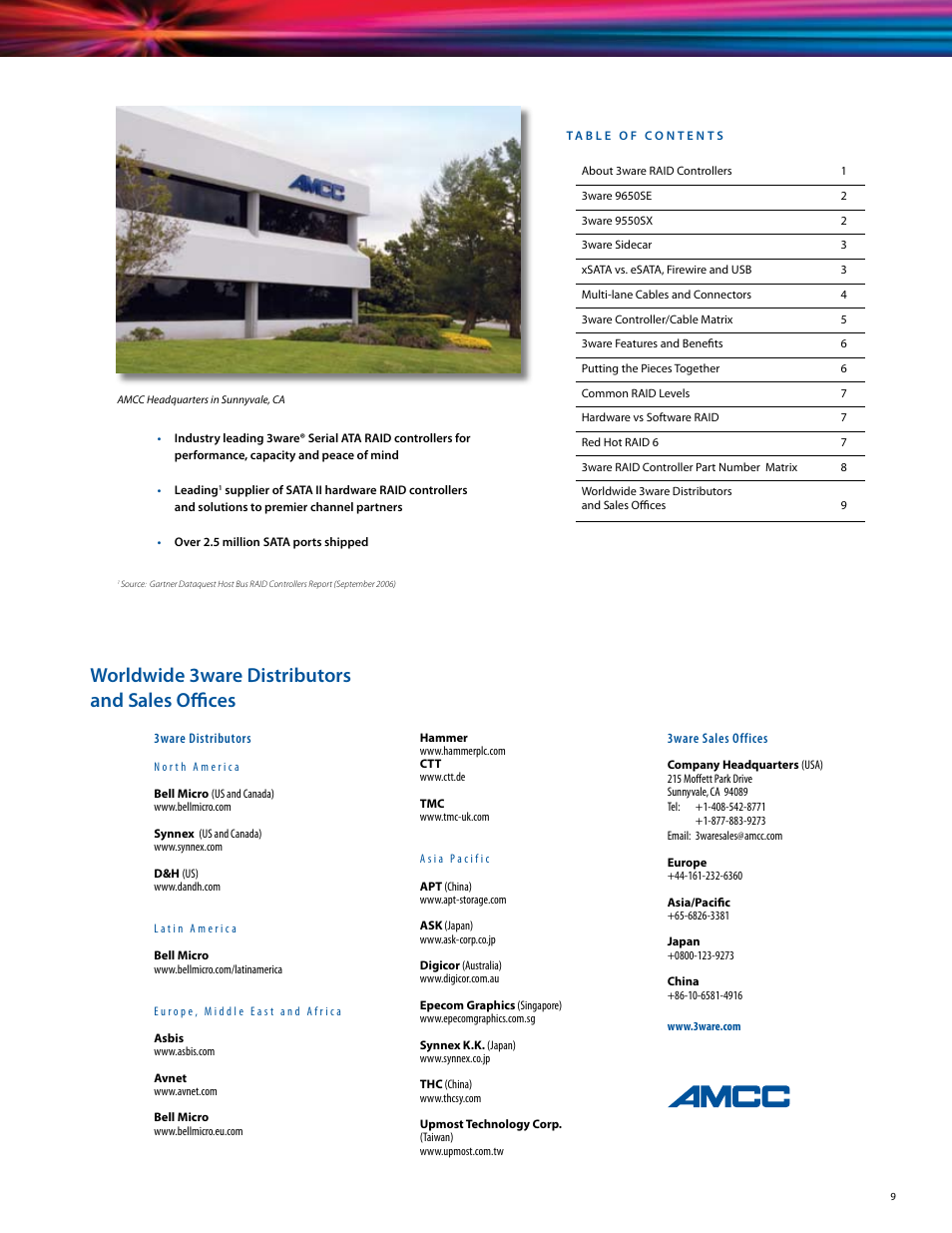 Worldwide 3ware distributors and sales offices | AMCC SIDECAR 3 User Manual | Page 18 / 19