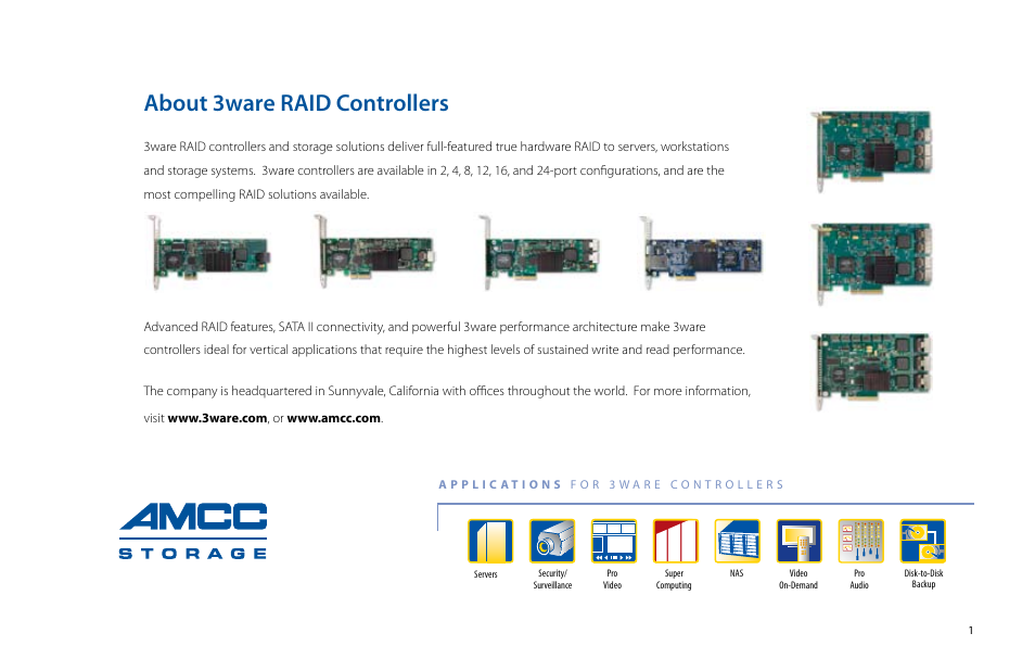 About 3ware raid controllers | AMCC SIDECAR 3 User Manual | Page 3 / 19