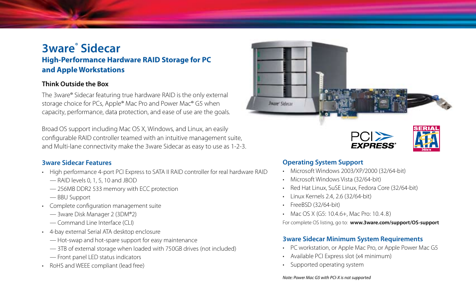 3ware, Sidecar | AMCC SIDECAR 3 User Manual | Page 6 / 19