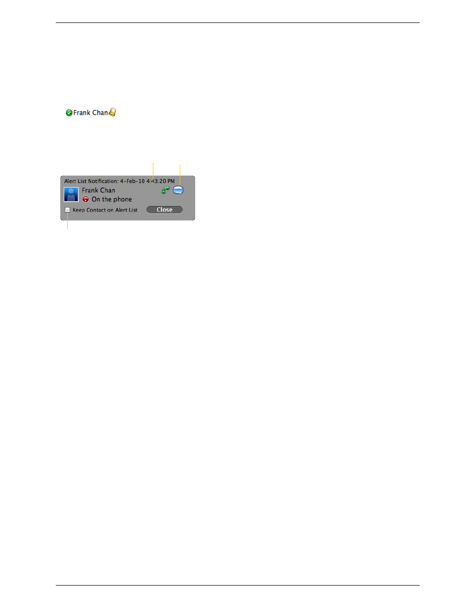 Adding contacts to the alert list (buddy pounce) | CounterPath Bria 3.4 for Mac User Guide - Enterprise Deployments User Manual | Page 52 / 80