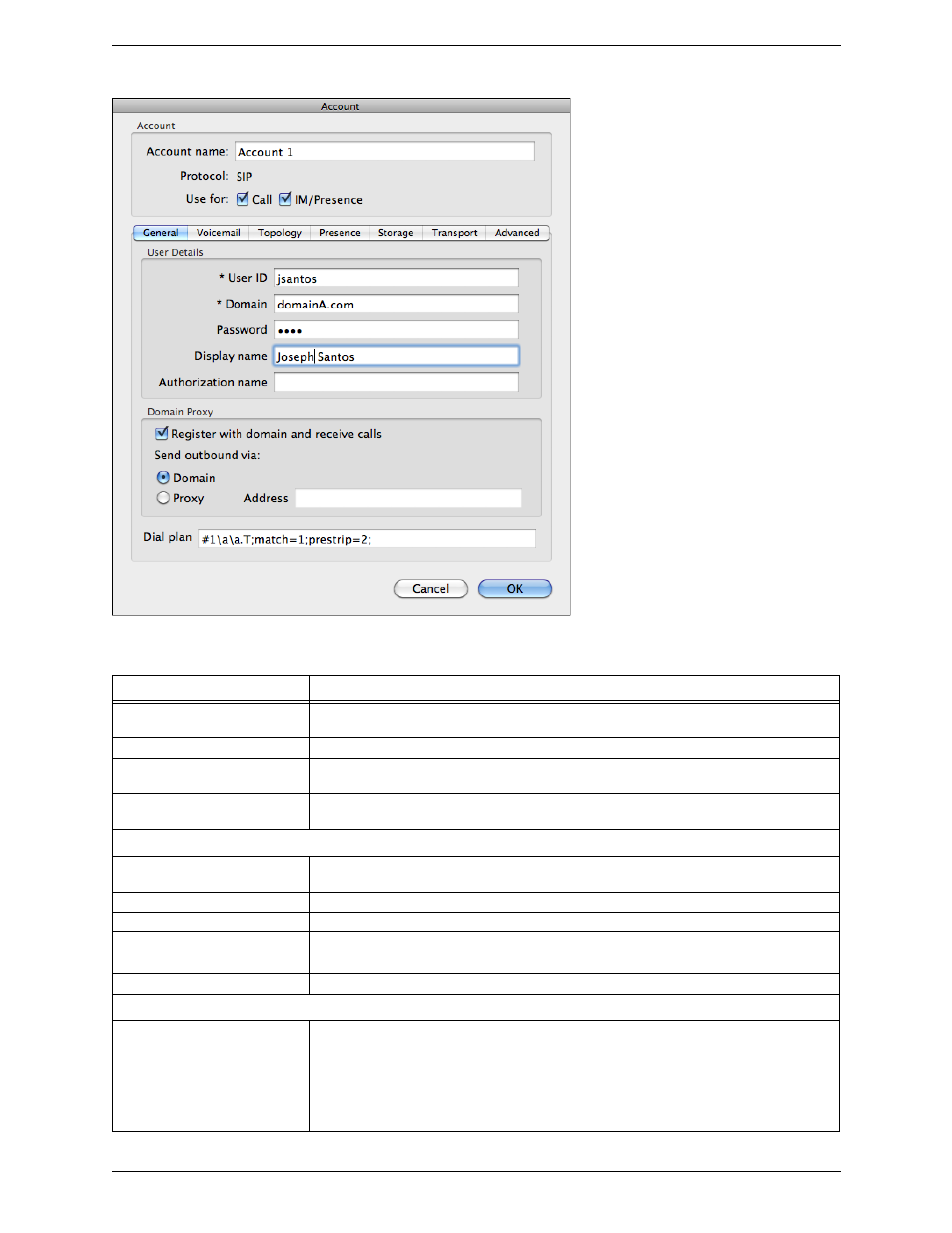 Sip accounts – general | CounterPath Bria 3.3 for Mac User Guide - Retail Deployments User Manual | Page 54 / 90