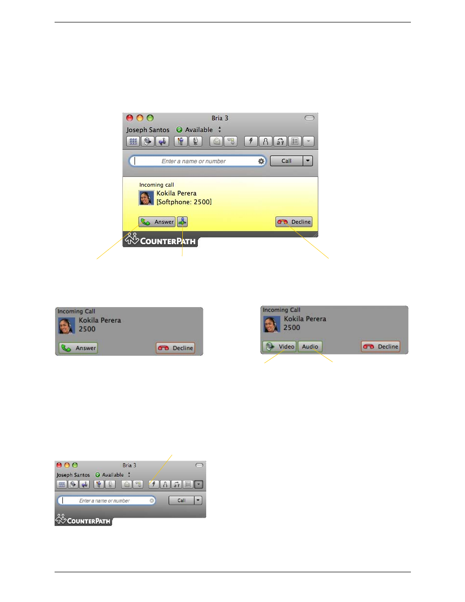 3 handling incoming calls, Handling incoming calls, Auto answer | CounterPath Bria 3.3 for Mac User Guide - Enterprise Deployments User Manual | Page 19 / 80