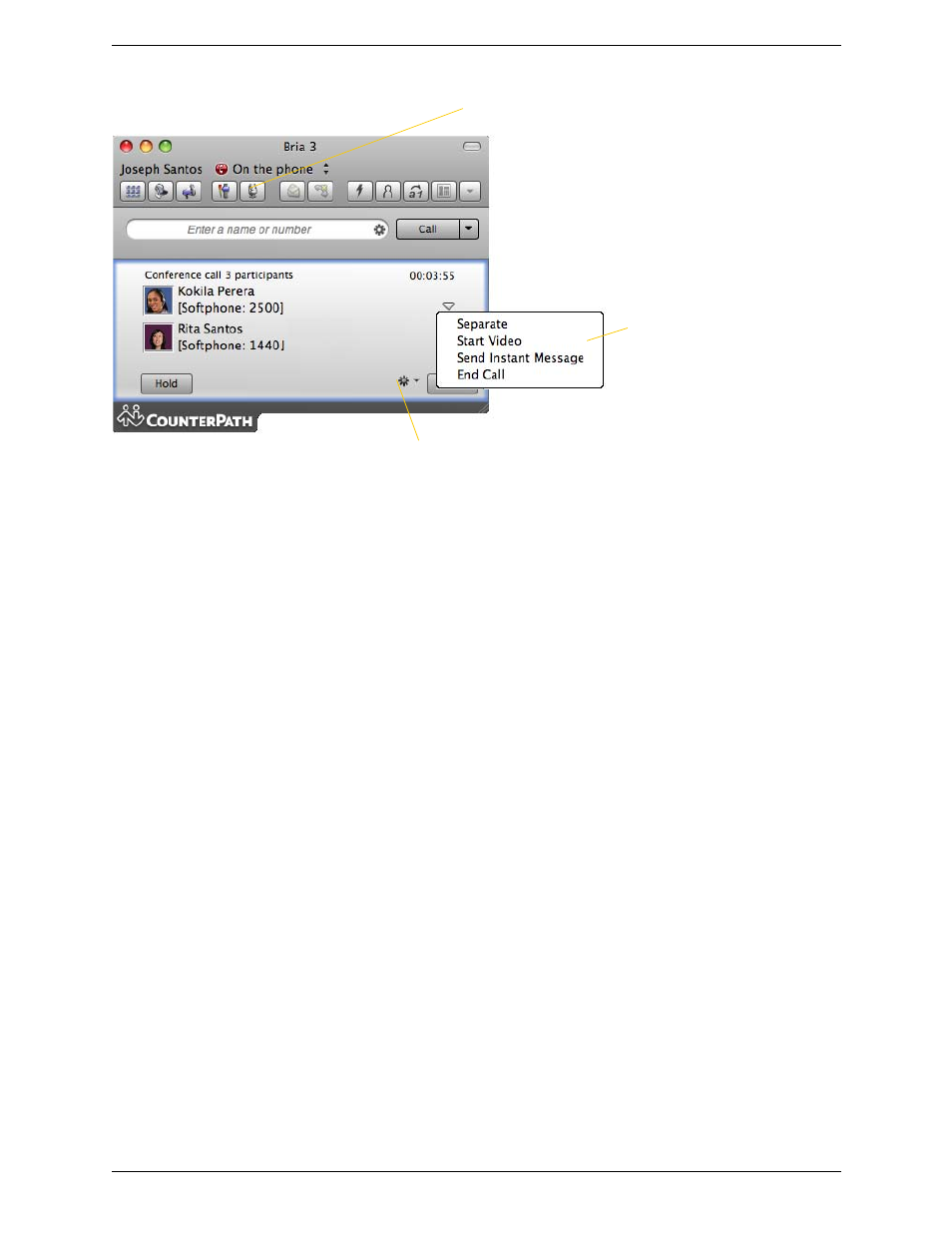 Managing the conference | CounterPath Bria 3.3 for Mac User Guide - Enterprise Deployments User Manual | Page 26 / 80
