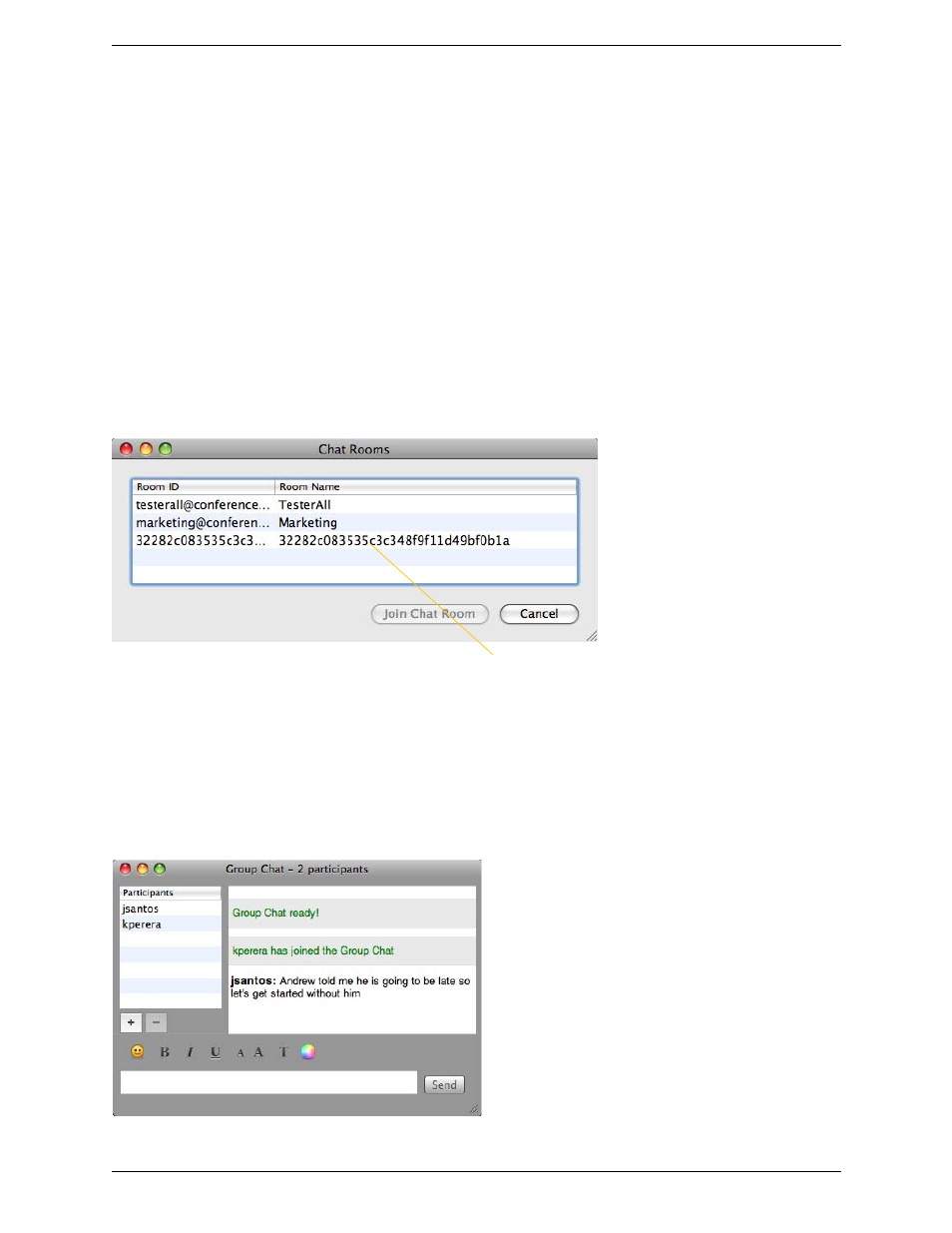 4 chat rooms, Chat rooms | CounterPath Bria 3.3 for Mac User Guide - Enterprise Deployments User Manual | Page 35 / 80