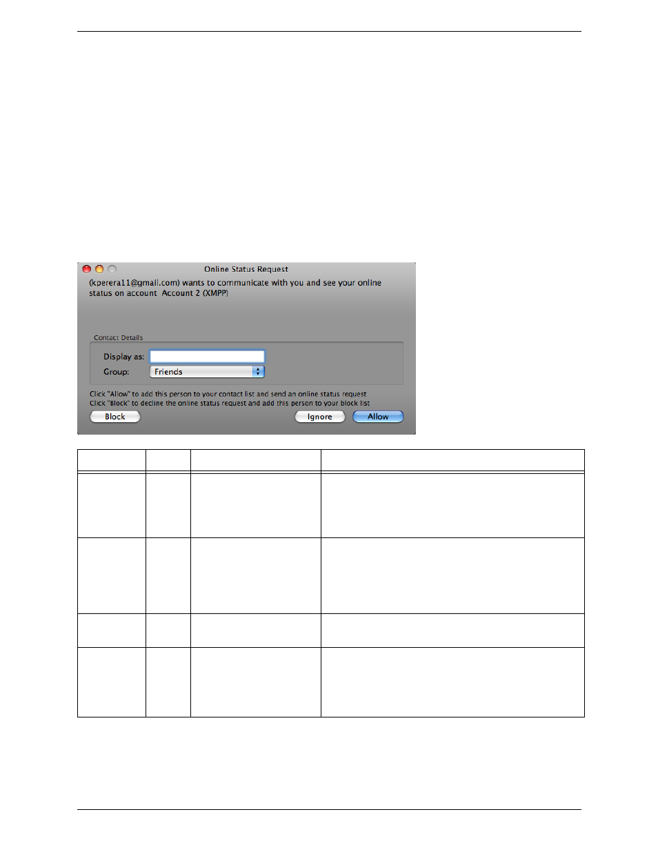 Receiving an online status request | CounterPath Bria 3.3 for Mac User Guide - Enterprise Deployments User Manual | Page 50 / 80