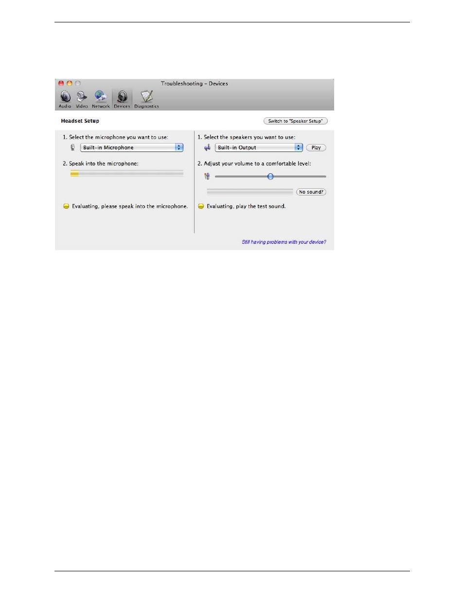 Testing audio devices | CounterPath Bria 3.3 for Mac User Guide - Enterprise Deployments User Manual | Page 76 / 80