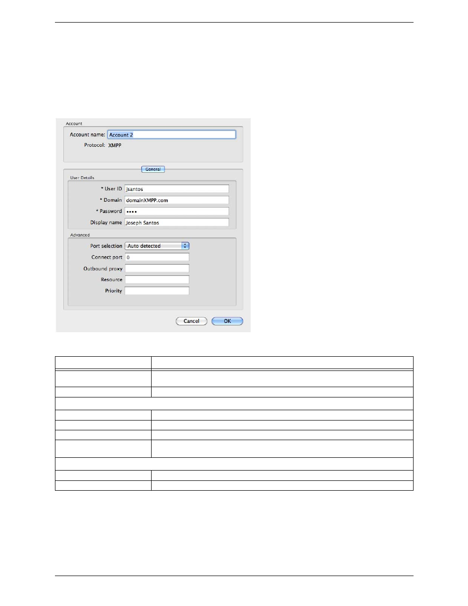 Xmpp account | CounterPath Bria 3.2 for Mac User Guide - Enterprise Deployments User Manual | Page 62 / 80