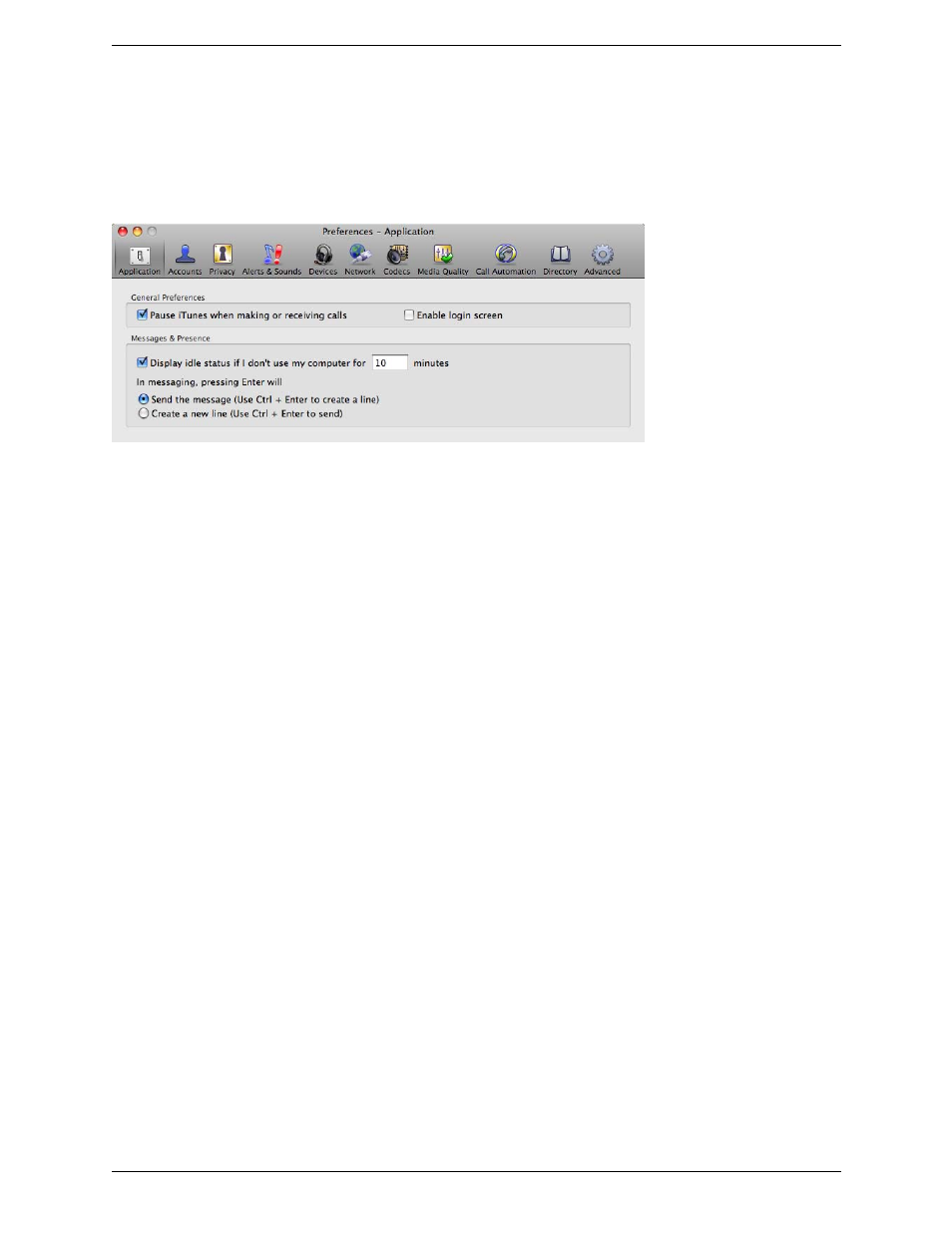 2 general preferences, General preferences, Preferences – application | CounterPath Bria 3.2 for Mac User Guide - Enterprise Deployments User Manual | Page 64 / 80