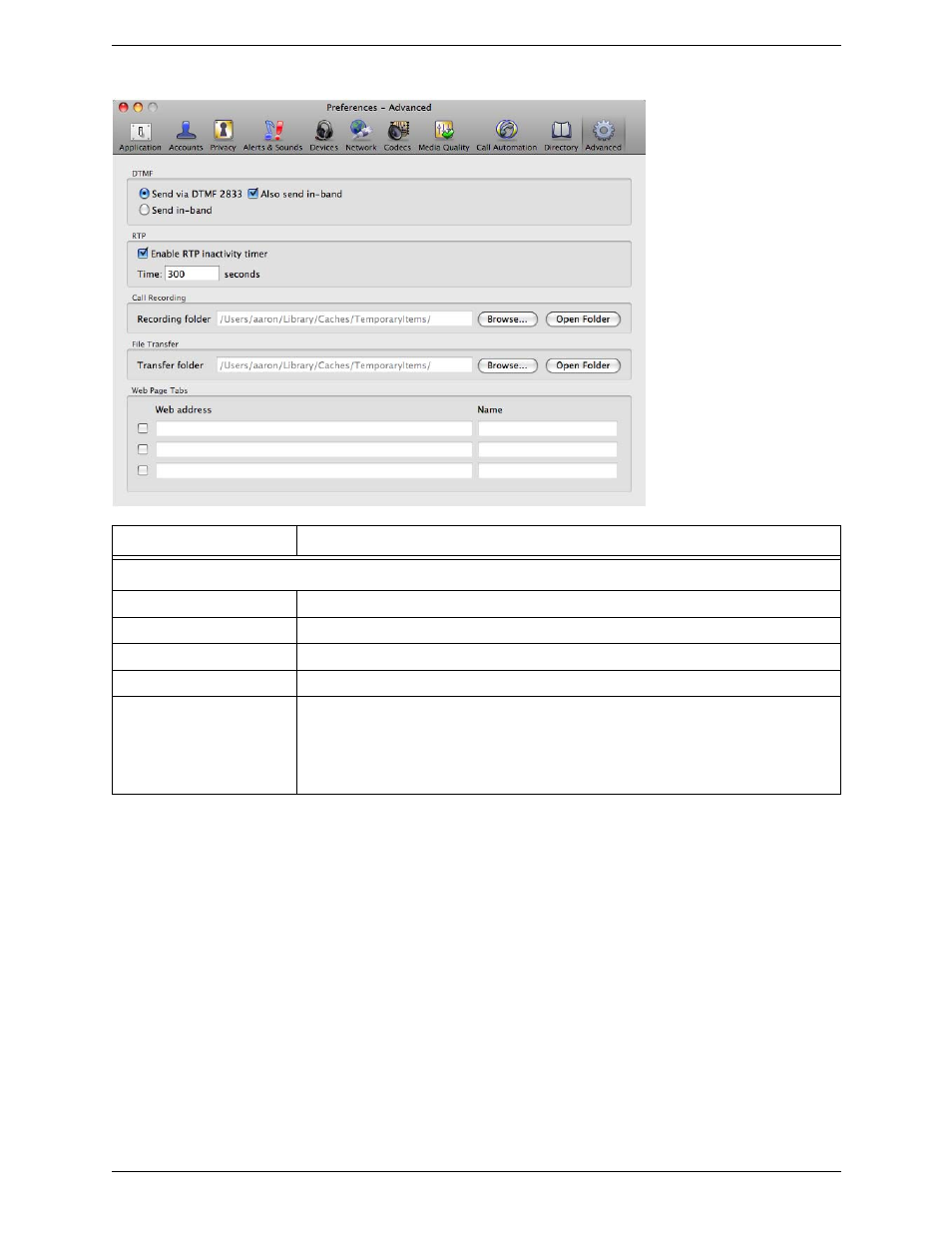 Preferences – advanced | CounterPath Bria 3.2 for Mac User Guide - Enterprise Deployments User Manual | Page 72 / 80