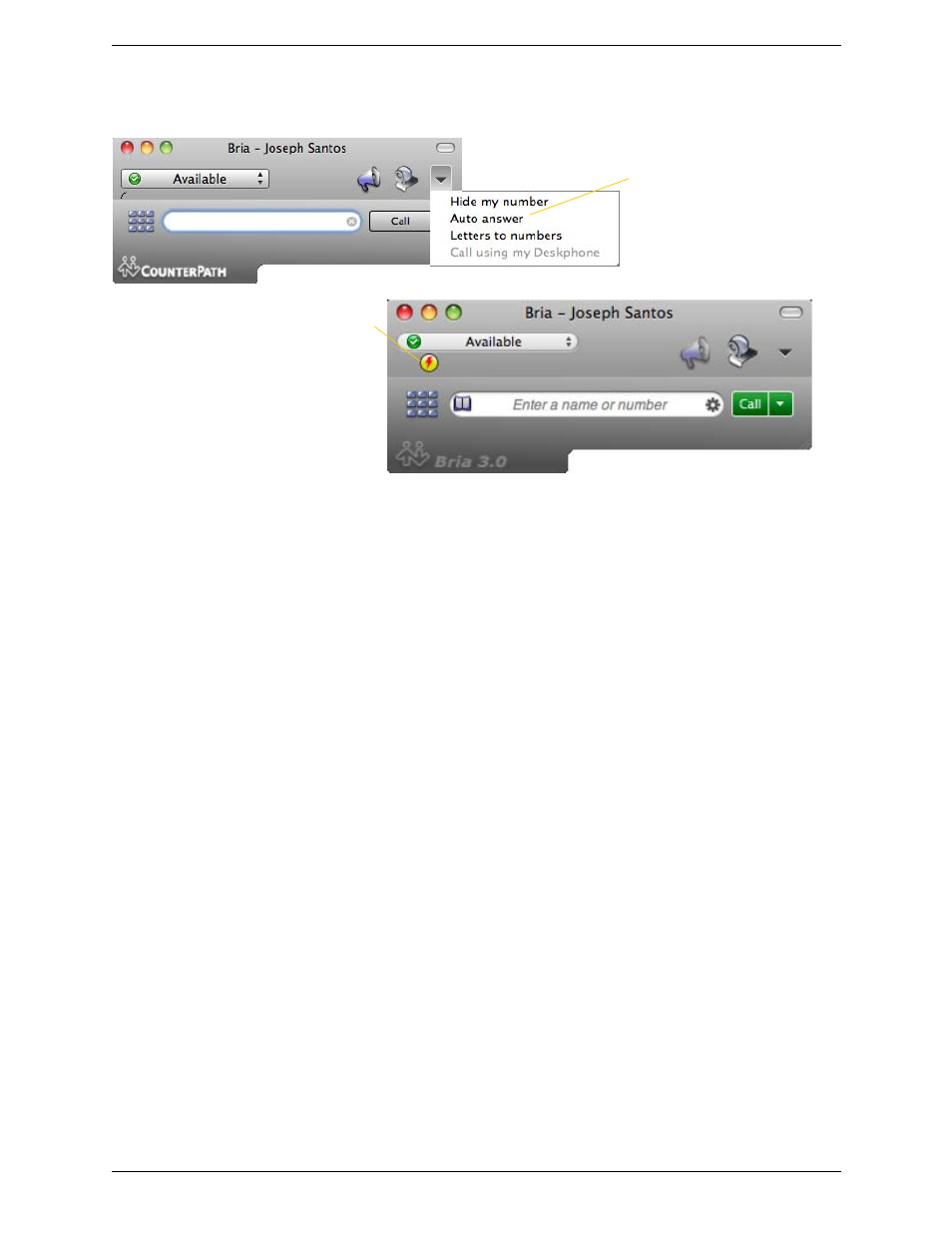 Auto answer | CounterPath Bria 3.1 for Mac User Guide - Retail Deployments User Manual | Page 20 / 94