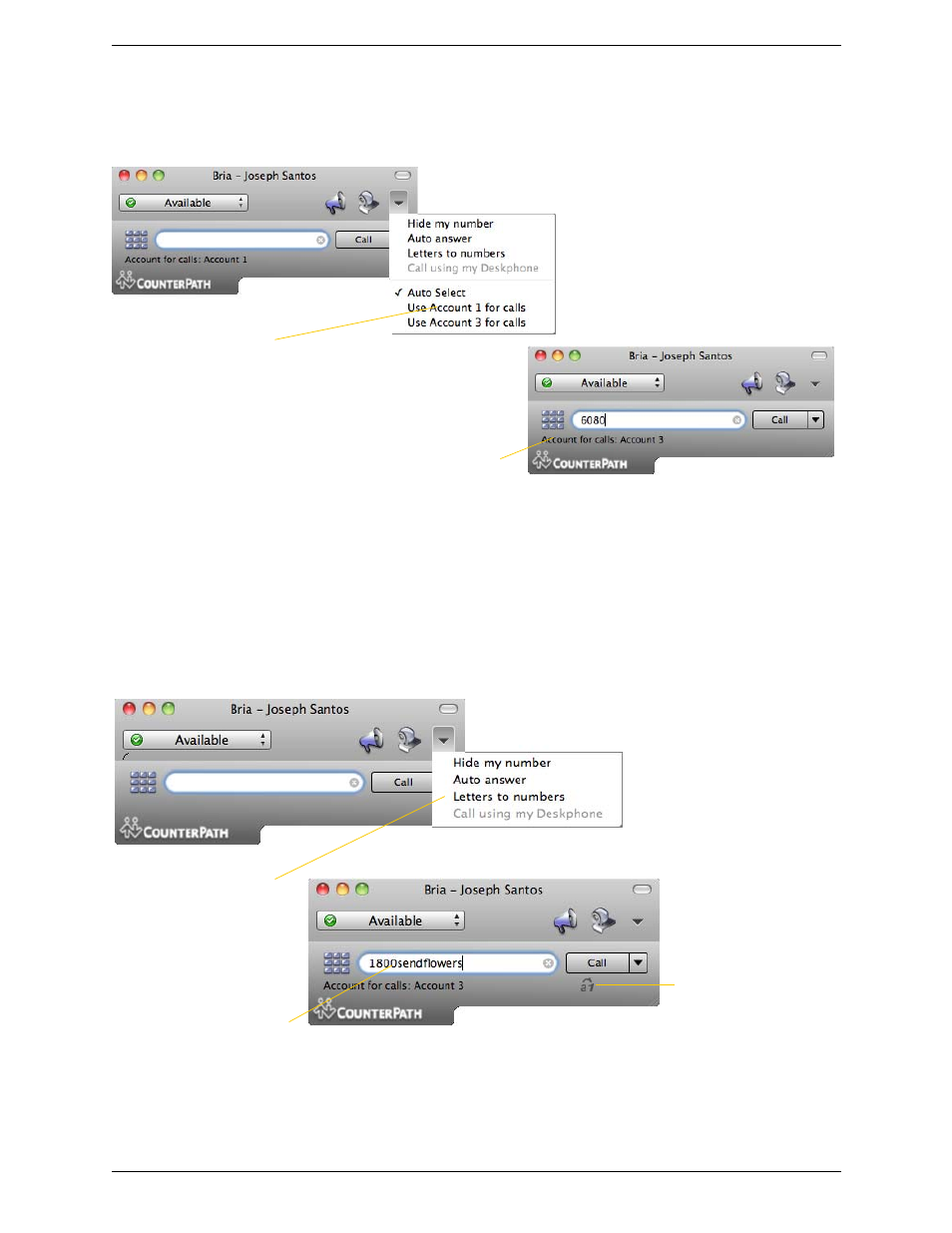 Letters to numbers | CounterPath Bria 3.1 for Mac User Guide - Enterprise Deployments User Manual | Page 17 / 72