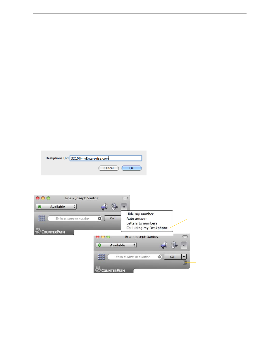 10 working in deskphone mode, Working in deskphone mode | CounterPath Bria 3.1 for Mac User Guide - Enterprise Deployments User Manual | Page 30 / 72