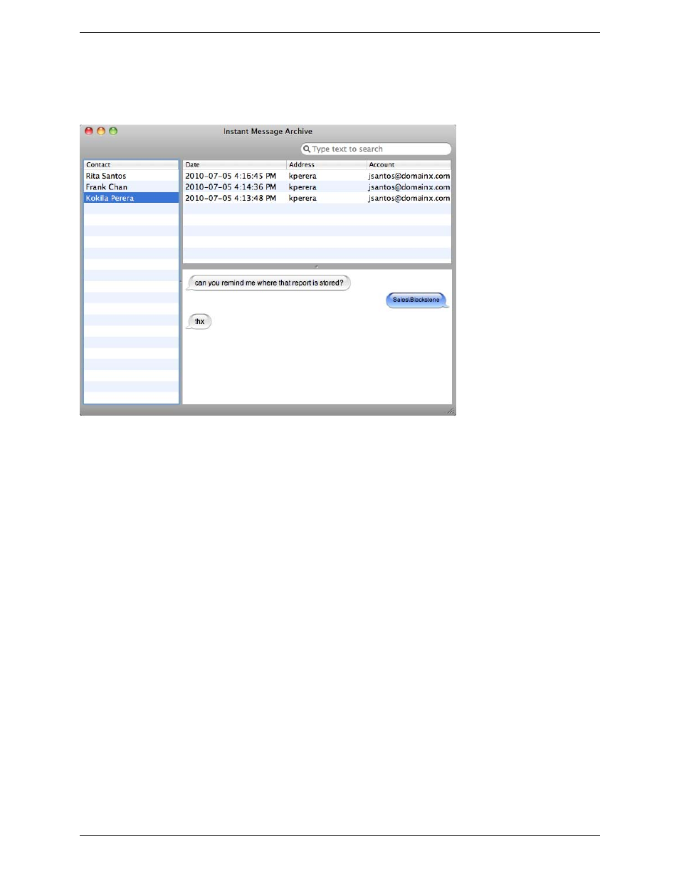 Viewing the im archive | CounterPath Bria 3.1 for Mac User Guide - Enterprise Deployments User Manual | Page 34 / 72