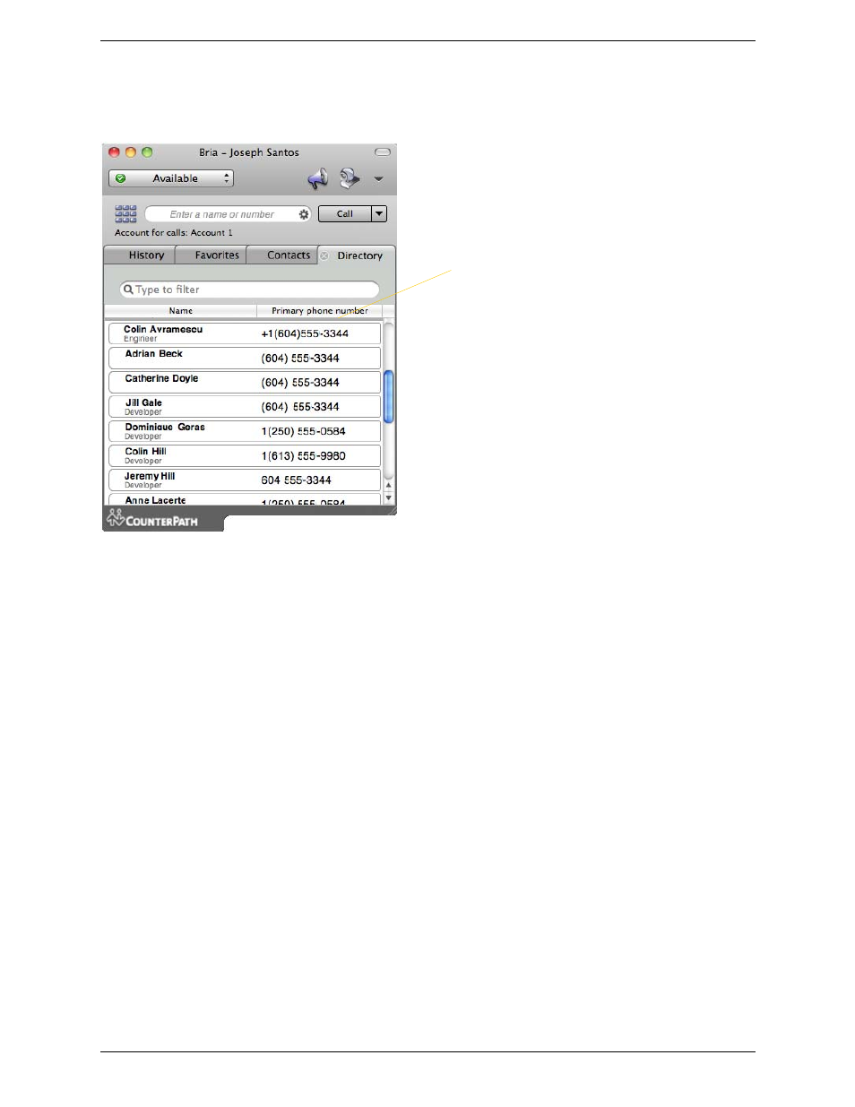 3 the directory tab, The directory tab | CounterPath Bria 3.1 for Mac User Guide - Enterprise Deployments User Manual | Page 51 / 72