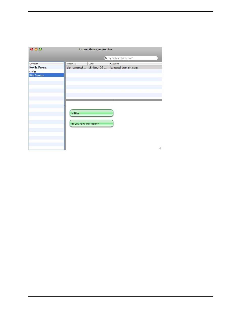 Viewing the im archive | CounterPath Bria 3.0 for Mac User Guide - Retail Deployments User Manual | Page 31 / 82