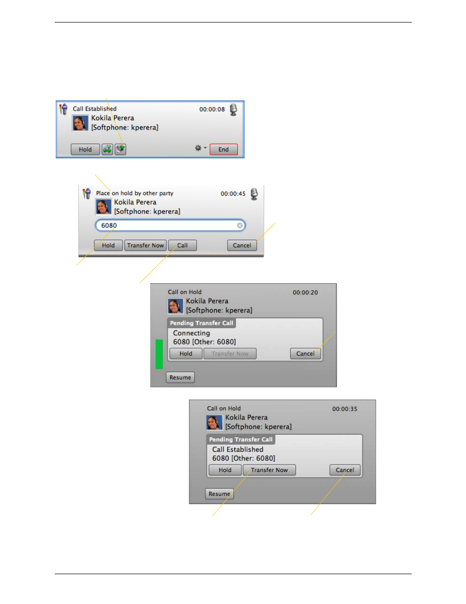 Attended transfer – call then transfer | CounterPath Bria 3.0 for Mac User Guide – Enterprise Deployments User Manual | Page 22 / 56