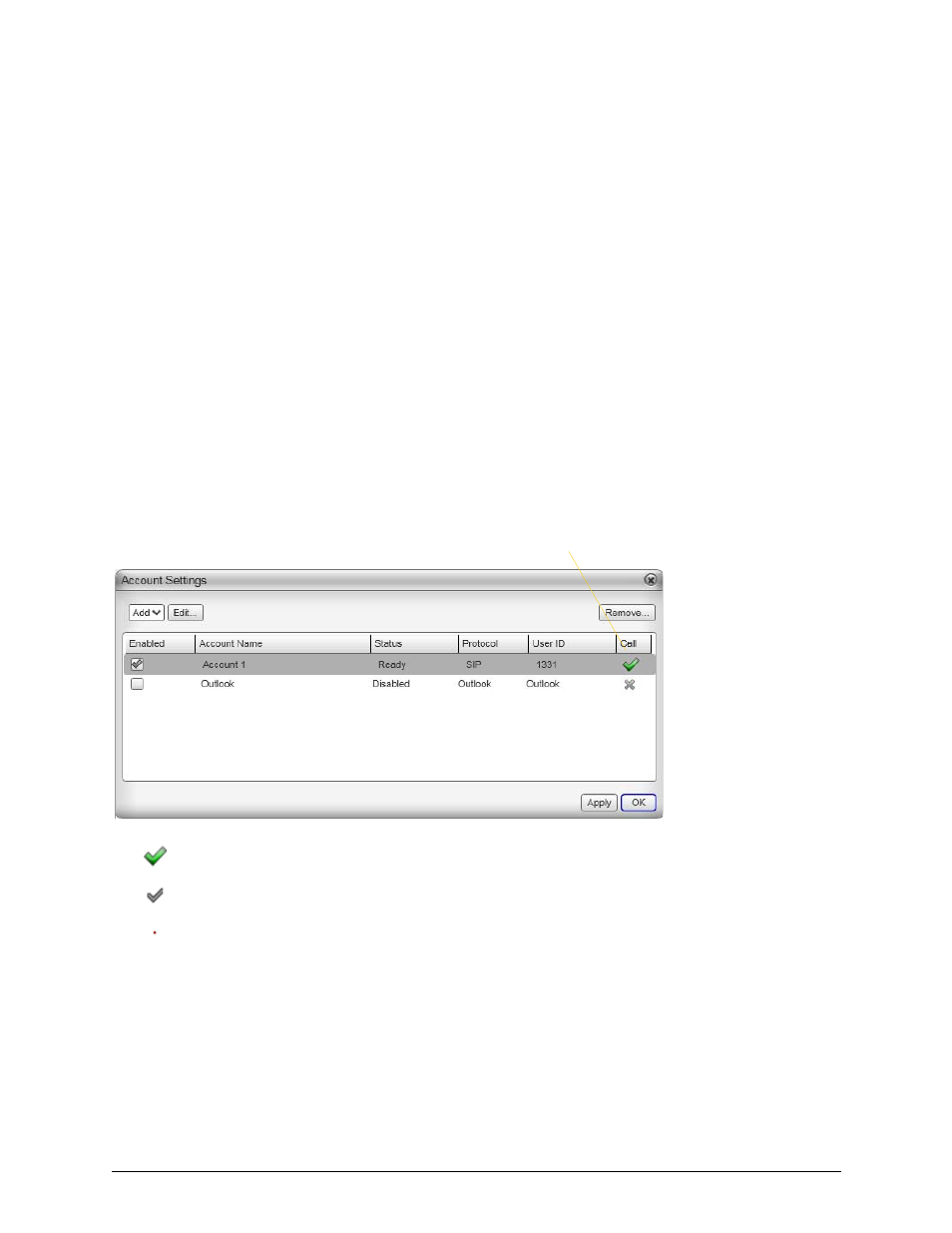3 account configuration reference, 1 accounts settings window, Account configuration reference | Accounts settings window, 3account configuration reference | CounterPath Bria 3.5 Administrator Guide User Manual | Page 23 / 62