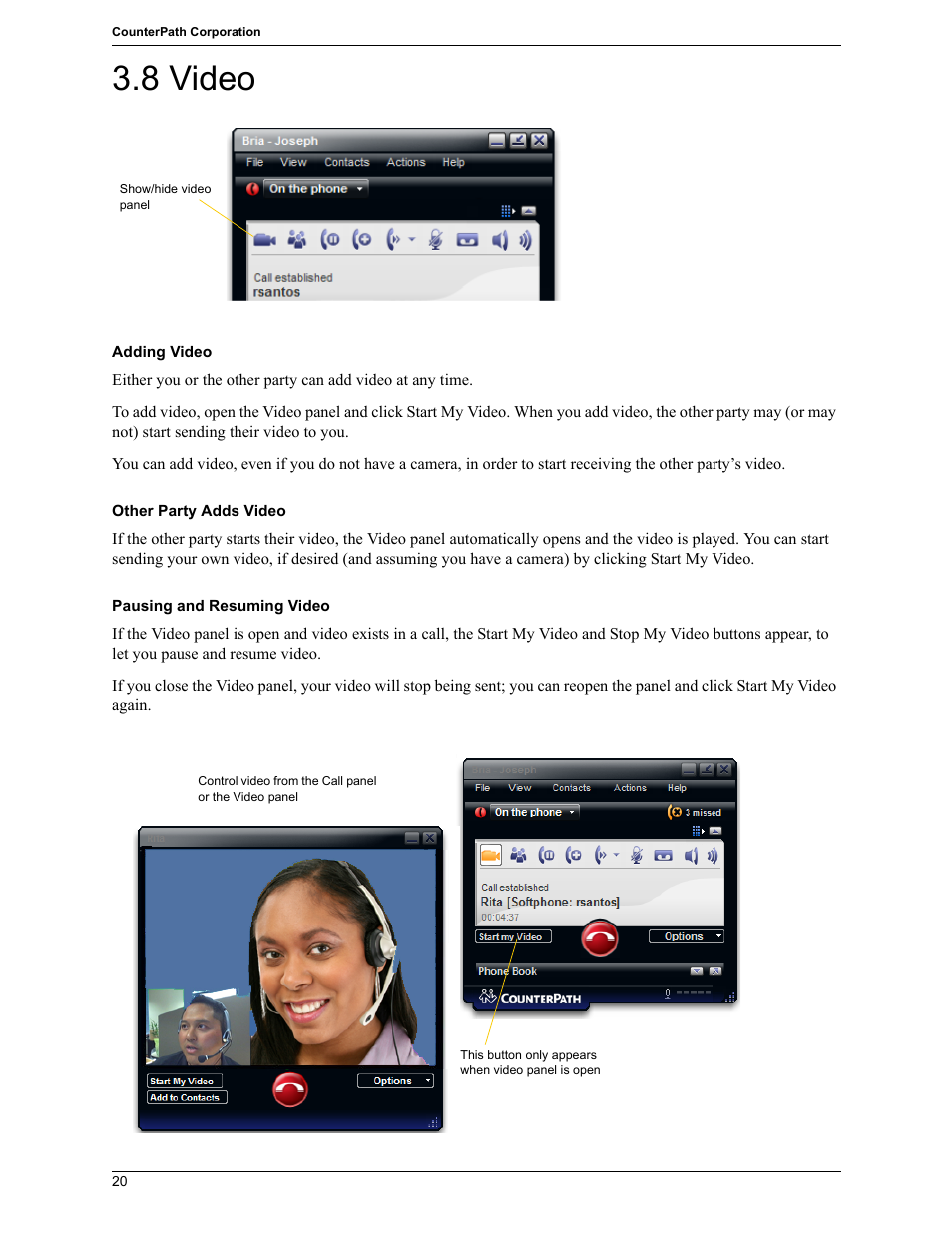 8 video | CounterPath Bria 2.5 Windows User Guide User Manual | Page 24 / 96