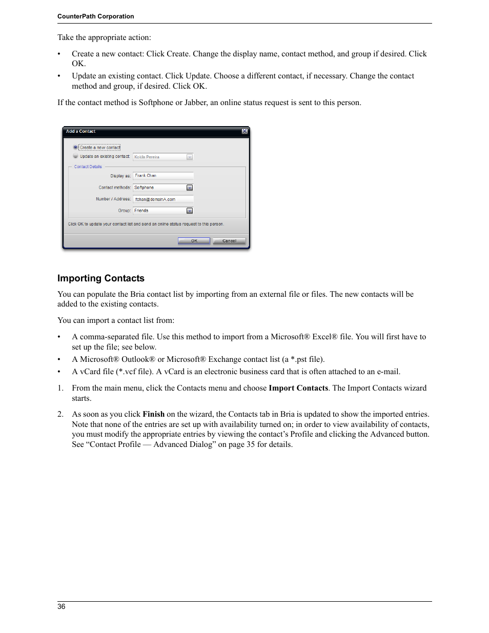 CounterPath Bria 2.5 Windows User Guide User Manual | Page 40 / 96