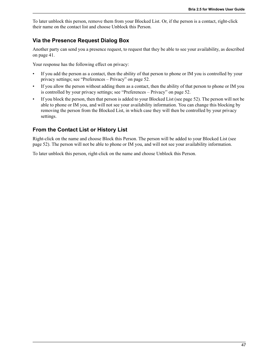 CounterPath Bria 2.5 Windows User Guide User Manual | Page 51 / 96