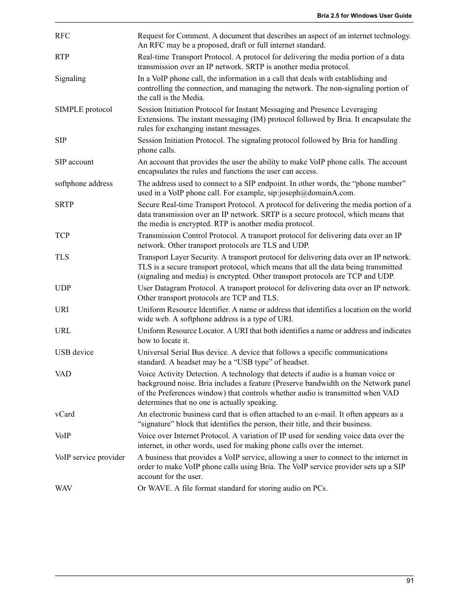 CounterPath Bria 2.5 Windows User Guide User Manual | Page 95 / 96