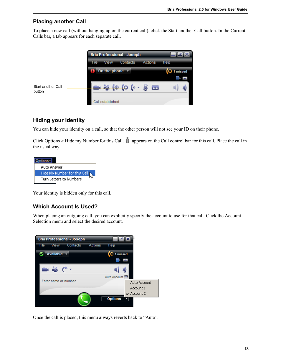CounterPath Bria Professional 2.5 Windows User Guide User Manual | Page 17 / 72