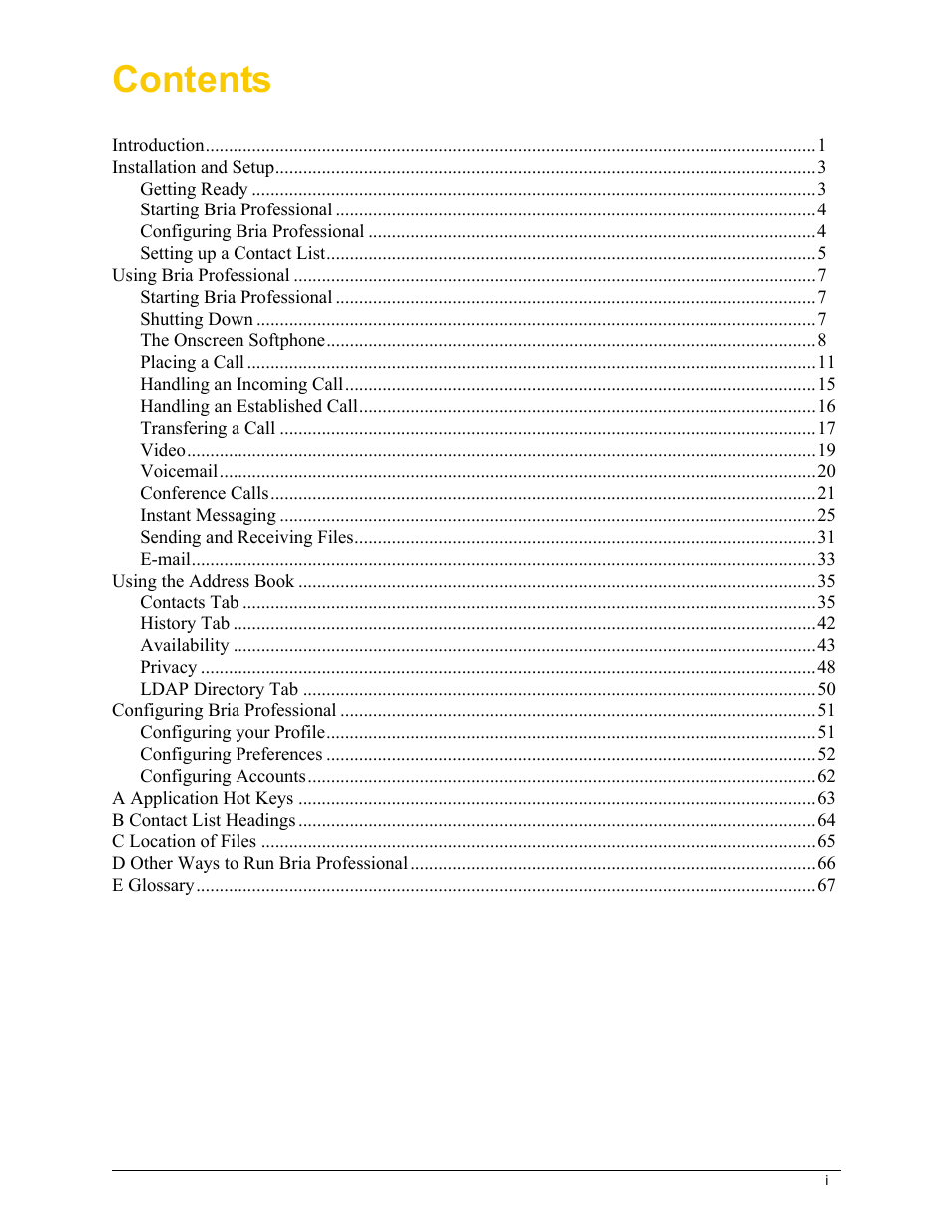 CounterPath Bria Professional 2.5 Windows User Guide User Manual | Page 3 / 72