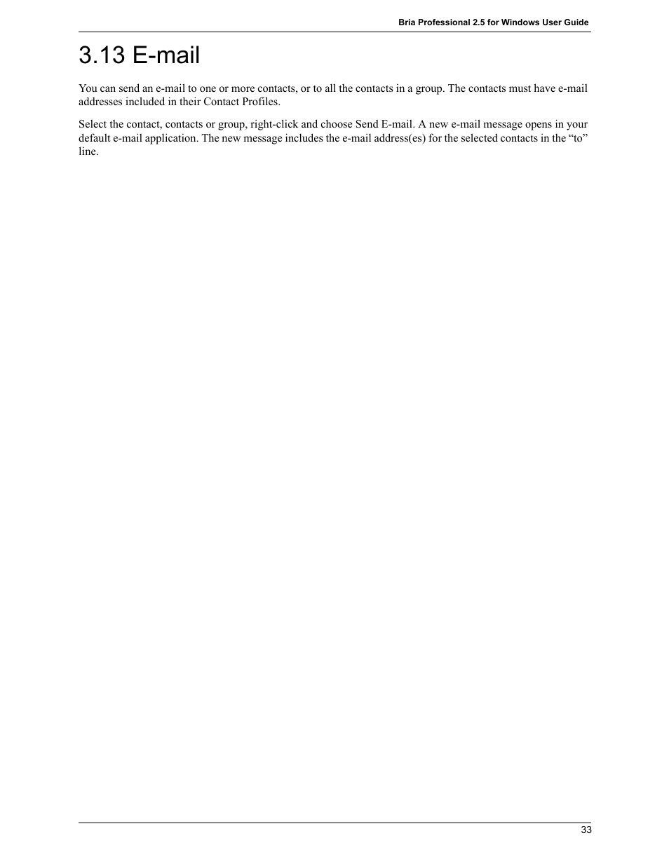 13 e-mail, E-mail | CounterPath Bria Professional 2.5 Windows User Guide User Manual | Page 37 / 72