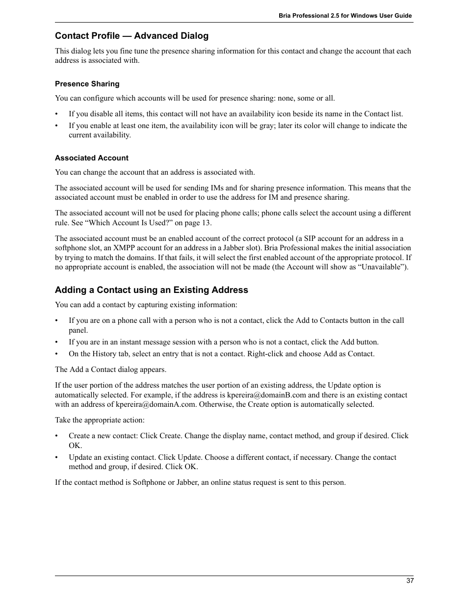CounterPath Bria Professional 2.5 Windows User Guide User Manual | Page 41 / 72