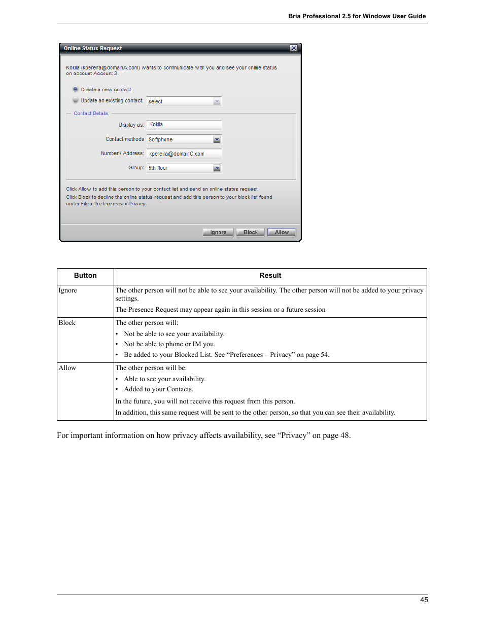 CounterPath Bria Professional 2.5 Windows User Guide User Manual | Page 49 / 72