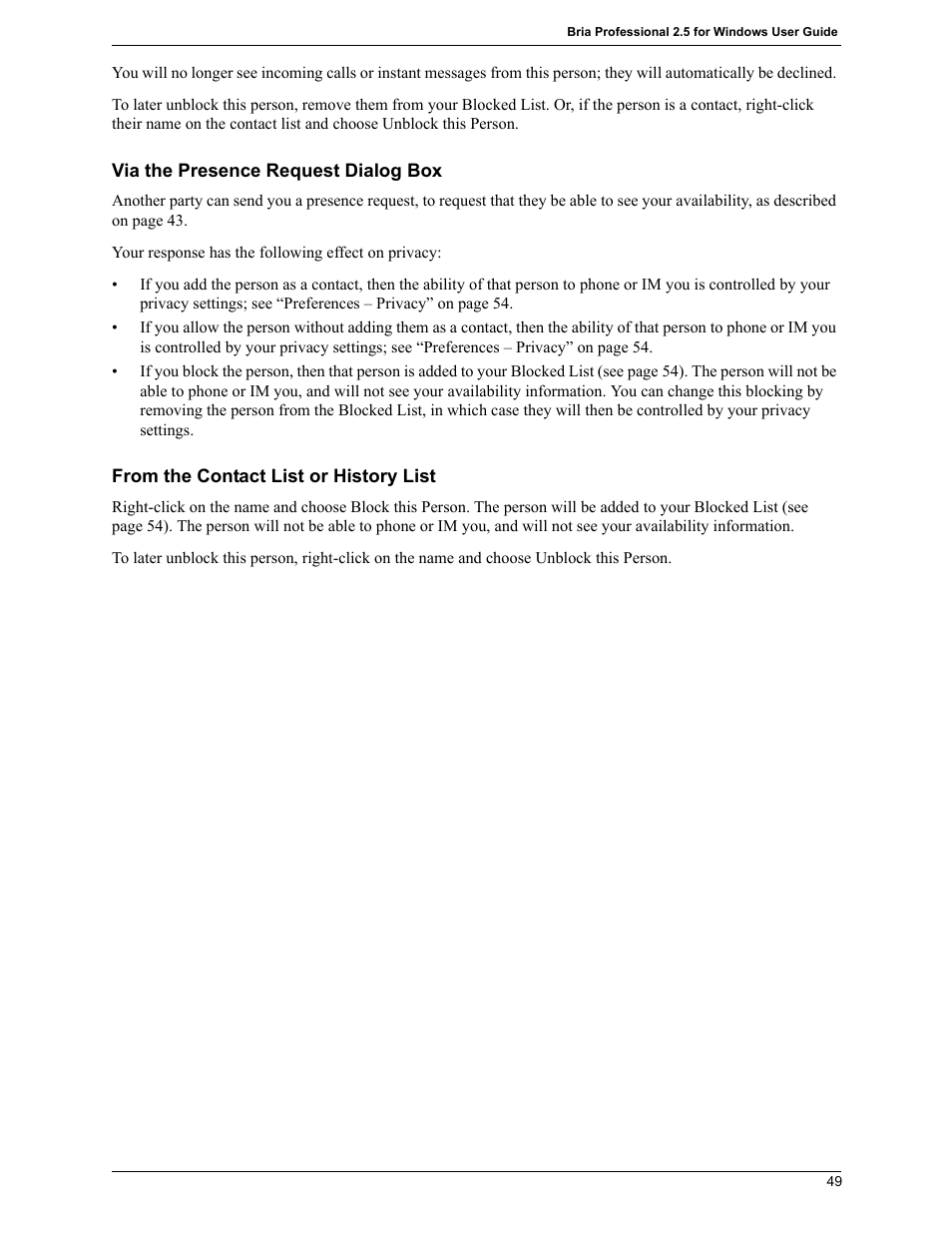 CounterPath Bria Professional 2.5 Windows User Guide User Manual | Page 53 / 72