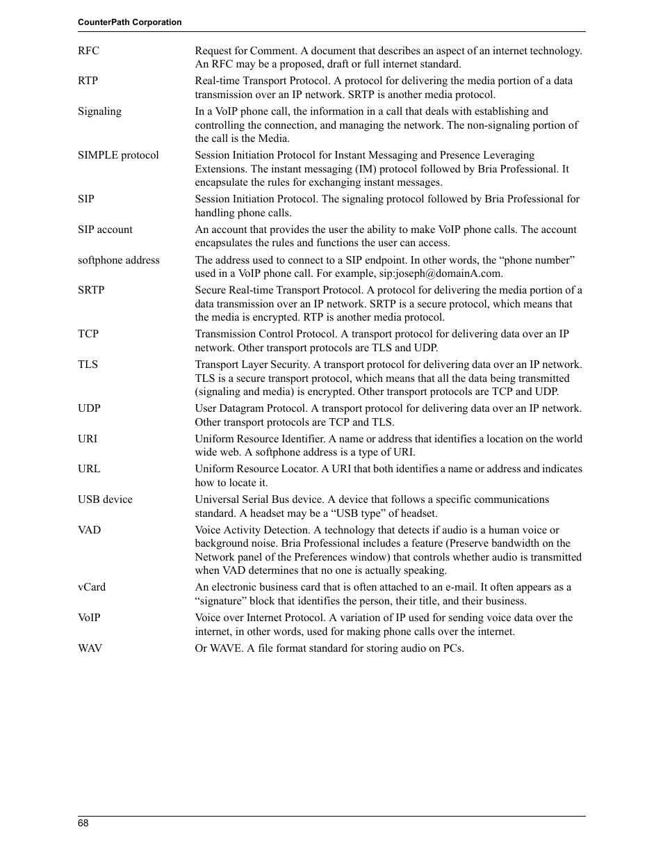 CounterPath Bria Professional 2.5 Windows User Guide User Manual | Page 72 / 72