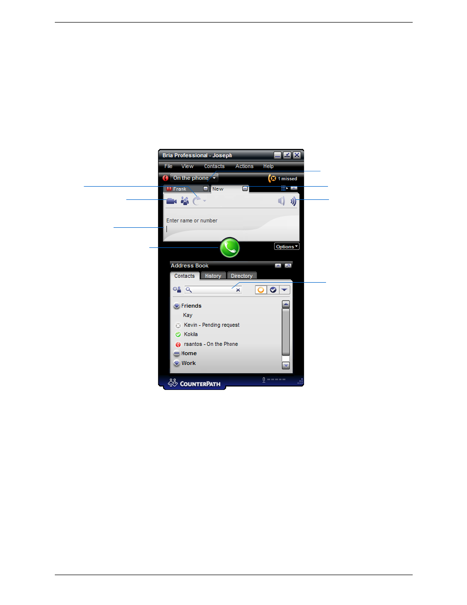 4 placing a call, Placing a call | CounterPath Bria Professional 2.4 User Guide User Manual | Page 16 / 72