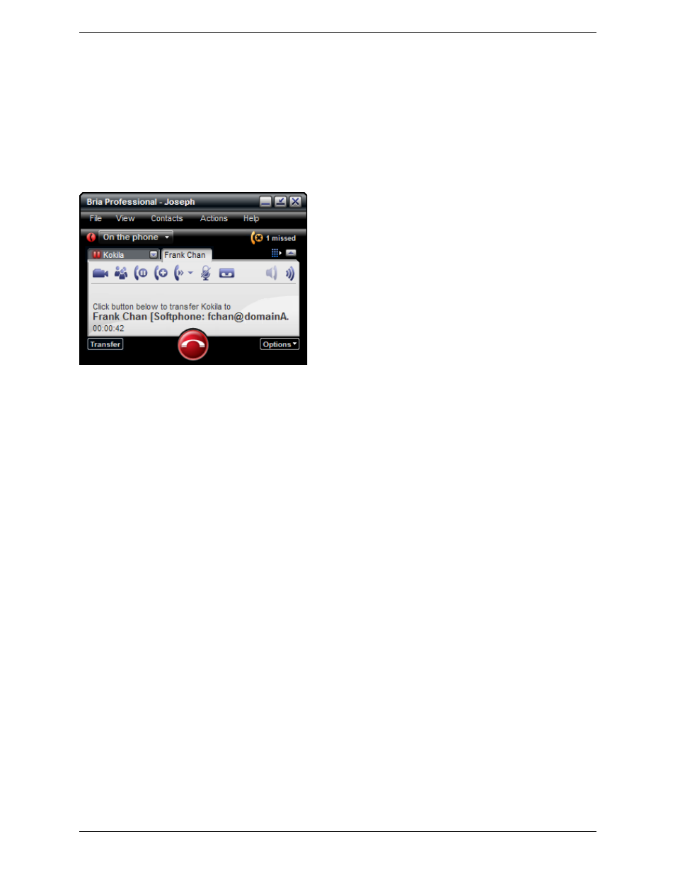 Attended transfer – call then transfer | CounterPath Bria Professional 2.4 User Guide User Manual | Page 23 / 72