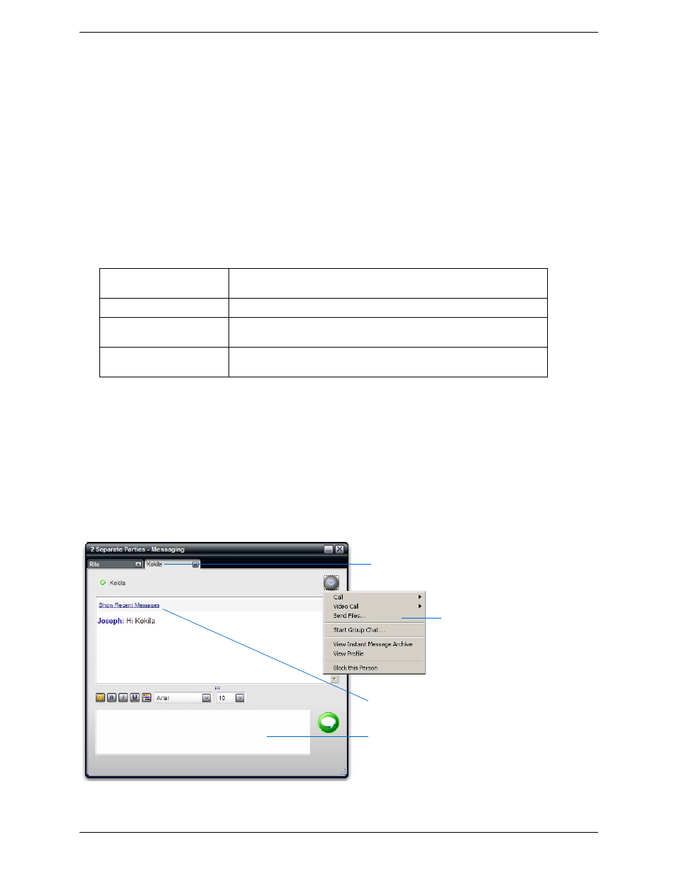 11 instant messaging, Instant messaging, Sending an im | CounterPath Bria Professional 2.4 User Guide User Manual | Page 30 / 72