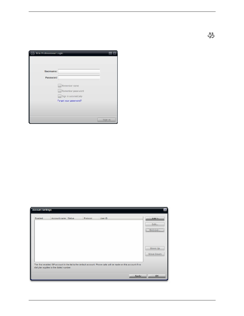 2 starting bria professional, 3 configuring bria professional | CounterPath Bria Professional 2.4 User Guide User Manual | Page 8 / 72