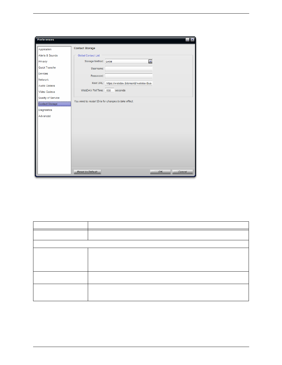 Preferences – contact storage | CounterPath Bria 2.4 User Guide User Manual | Page 66 / 96