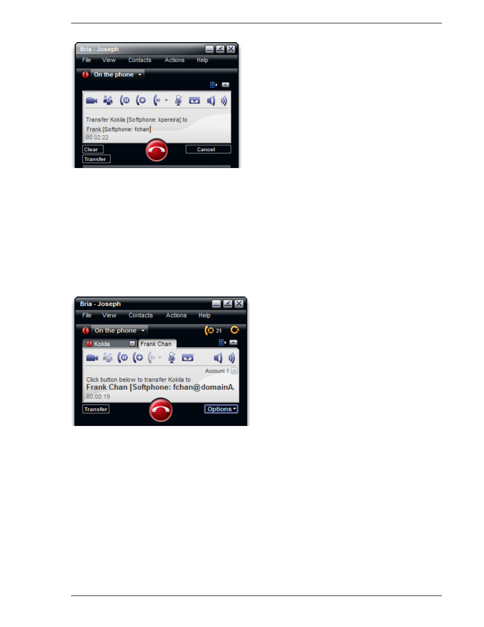 Attended transfer – call then transfer | CounterPath Bria 2.3 User Guide User Manual | Page 23 / 98
