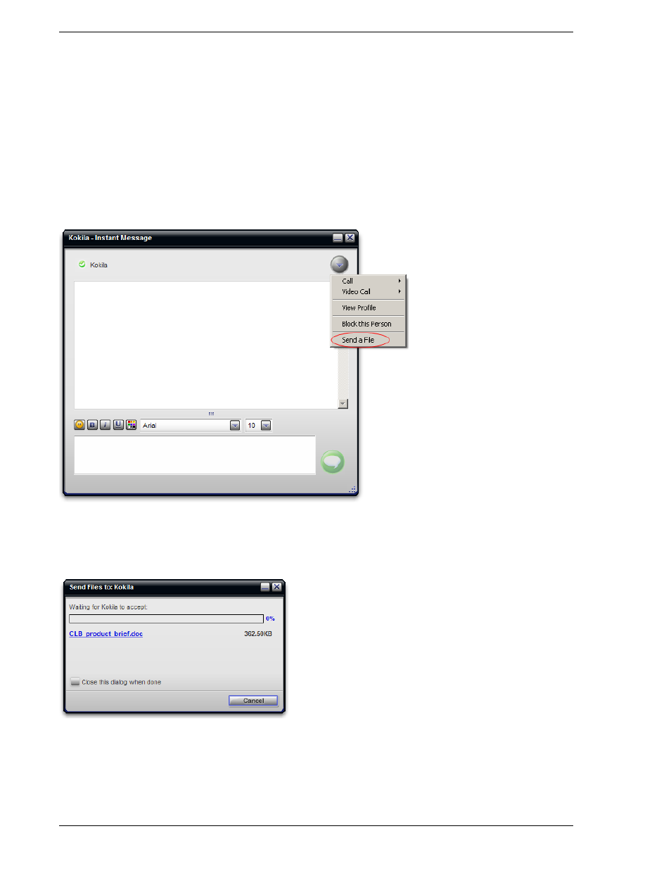 13 sending and receiving files, Sending and receiving files, Sending files | CounterPath Bria 2.3 User Guide User Manual | Page 32 / 98