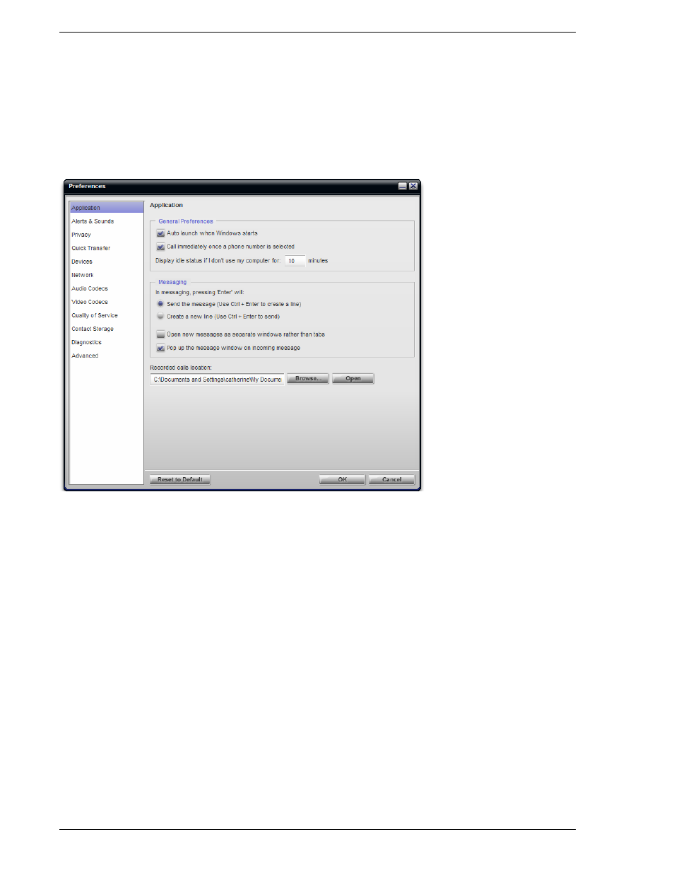 2 configuring preferences, Configuring preferences, Preferences – application | CounterPath Bria 2.3 User Guide User Manual | Page 52 / 98