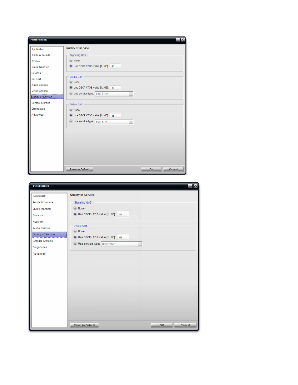 Preferences – quality of service | CounterPath Bria 2.3 User Guide User Manual | Page 62 / 98