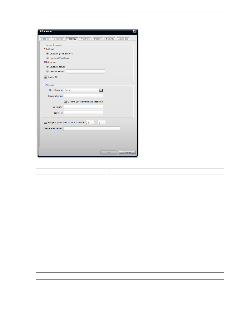 Sip account properties – topology | CounterPath Bria 2.3 User Guide User Manual | Page 75 / 98