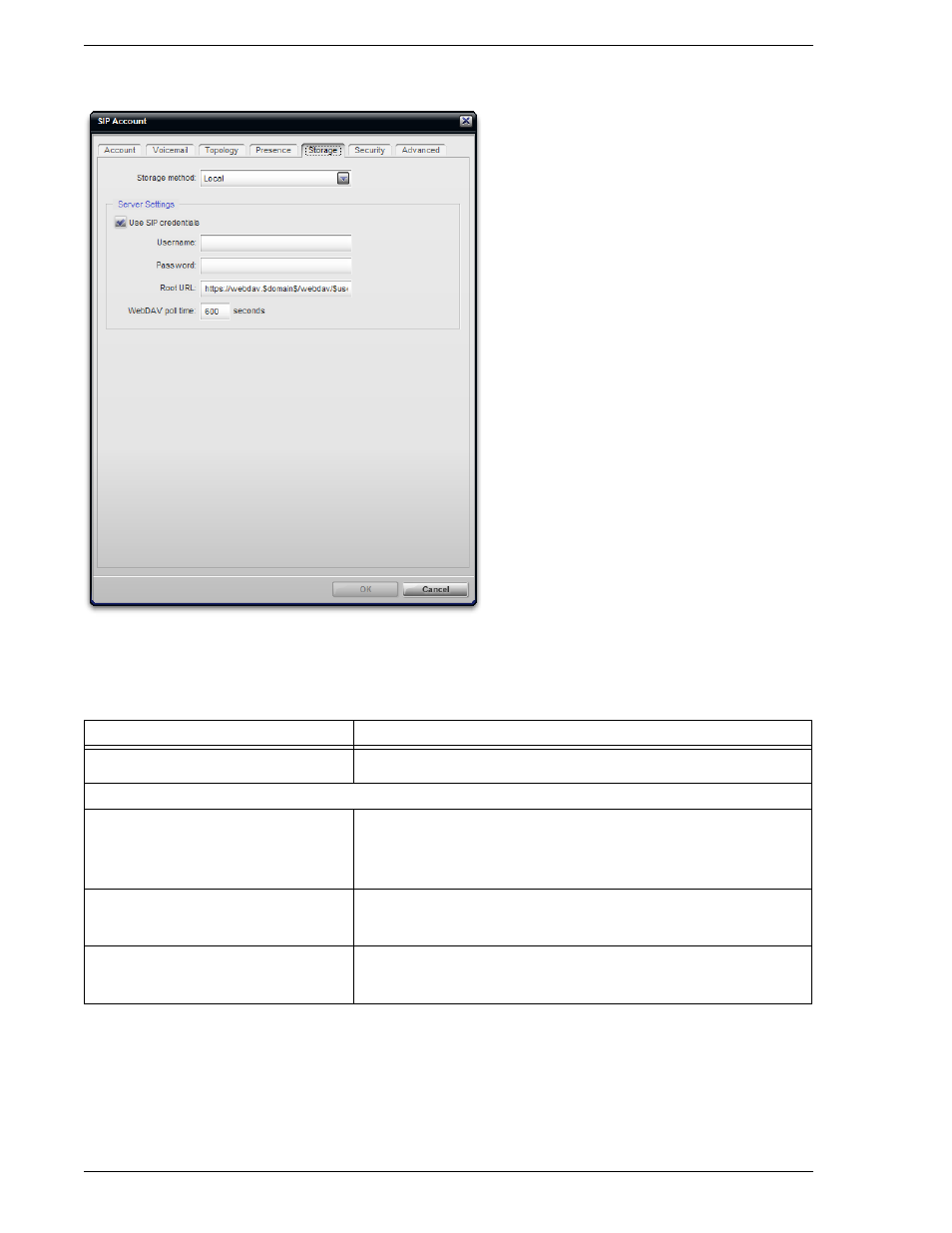 Sip account properties – storage | CounterPath Bria 2.3 User Guide User Manual | Page 78 / 98