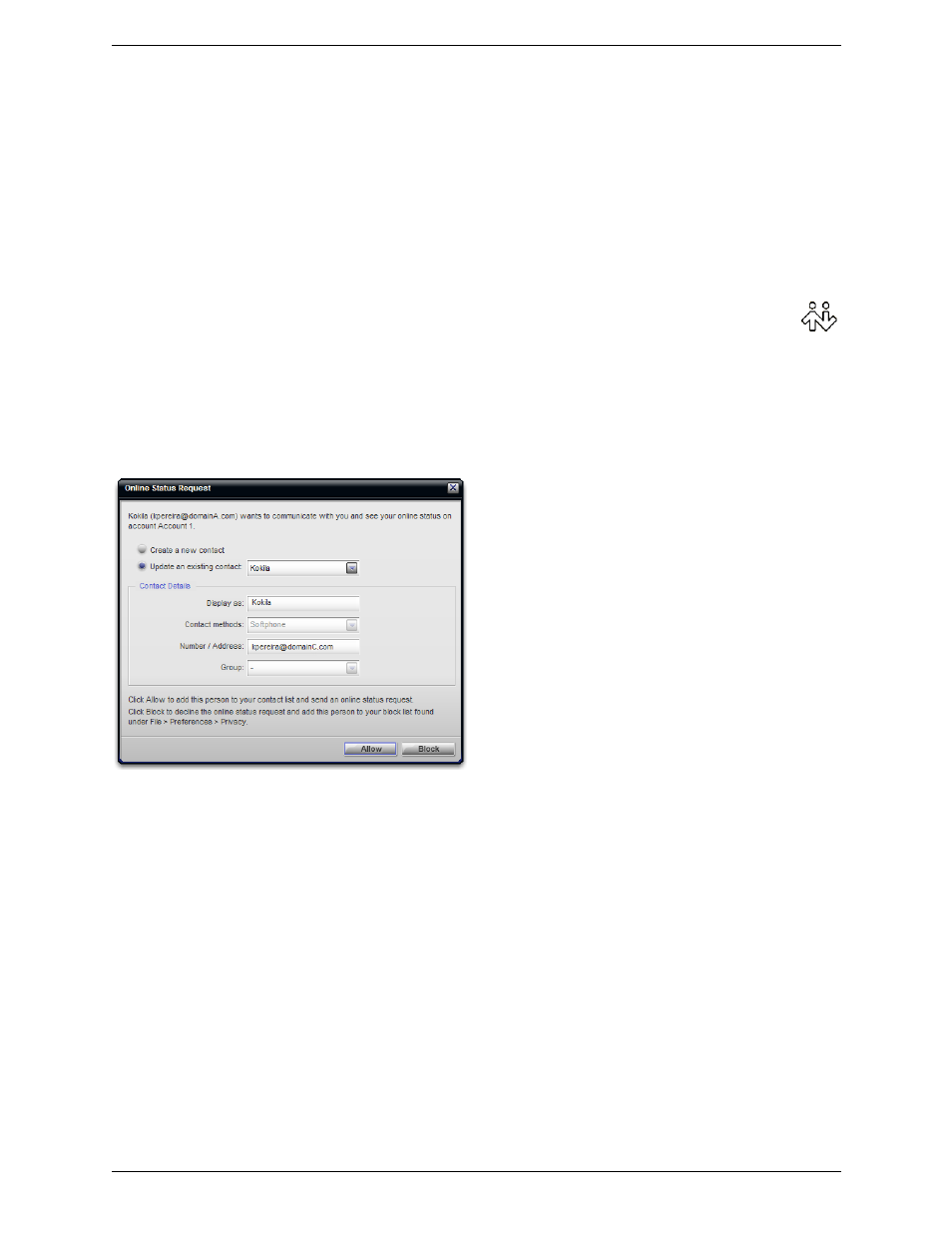 3 using bria professional, 1 starting bria professional, 2 shutting down | Using bria professional, Starting bria professional shutting down, 3using bria professional, Receiving a presence request | CounterPath Bria Professional 2.3 User Guide User Manual | Page 11 / 68