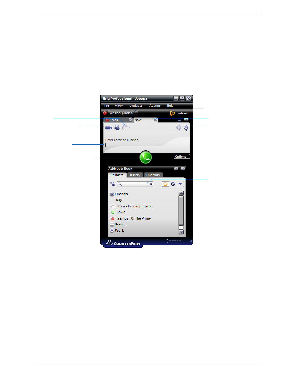 4 placing a call, Placing a call | CounterPath Bria Professional 2.3 User Guide User Manual | Page 15 / 68