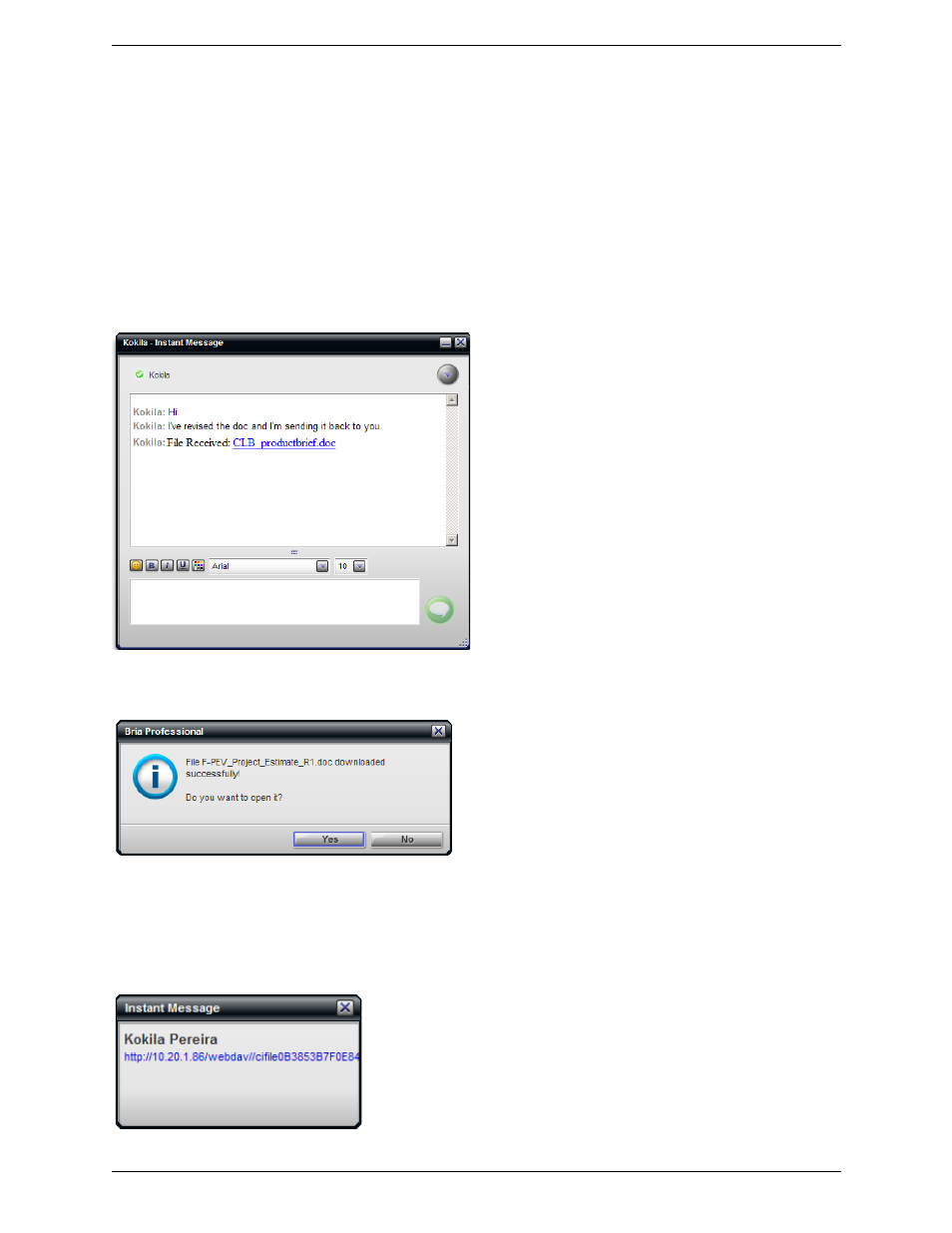 Receiving an im | CounterPath Bria Professional 2.3 User Guide User Manual | Page 30 / 68